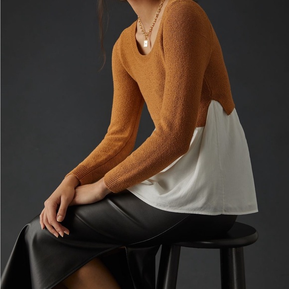 By Anthropologie Layered Twofer Sweater 1X - Picture 1 of 6